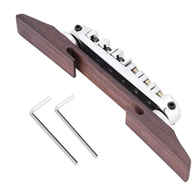 Imagen de Puente de Guitarra, Base Palo Rosa con Rodillo para 6 Cuerdas LP Guitarra Jazz SG(Plata)