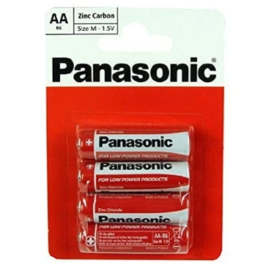 Imagen de Panasonic Lote de 4 Pilas AA Zinc Carbono (Uso único del Paquete Puede Variar)