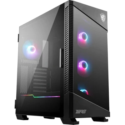 Imagen de MSI MPG VELOX 100R Caja PC Mid Tower Capacidad para Placa Base, Puerta de Vidrio Templado, 4 Ventiladores ARGB 120mm, Mystic Light, Soporta 2 Radiadores 360mm &amp; Ventilación Lateral Opcional