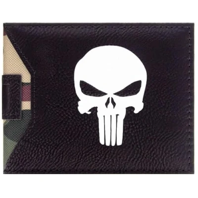 Imagen de Punisher Frank Castle Emblema Calavera Camuflaje Billetera/Cartera Bi Fold ID &amp; Tarjetero, Negro