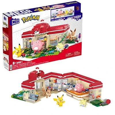 Imagen de Mega Construx Pokémon Centro Pokemon en el Bosque +600 Bloques de construcción con 4 Personajes, Juguete +8 años (Mattel HNT93)