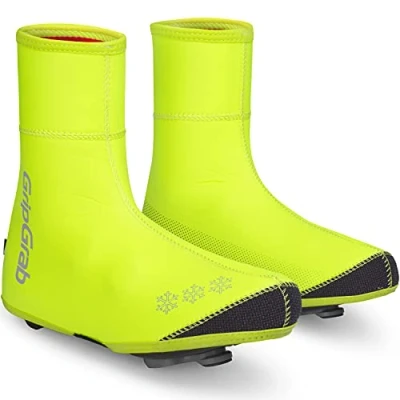 Imagen de GripGrab Cubrezapatillas Ciclismo Arctic Invierno Térmicos Carretera Cortavientos 4mm Neopreno Impermeable con Forro Cubrebotas, Unisex Adult, Amarillo Neón, S (38 39)