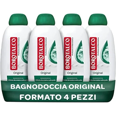 Imagen de borotalco Gel de baño original con perfume borotalco, fórmula agentes hidratantes, efecto en la piel, dermatológicamente probado, 4 botes 600 ml