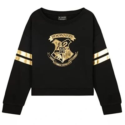 Imagen de Harry Potter Sudadera con Cuello Redondo para Niña Regalos Niñas (Negro, 13 14 años)