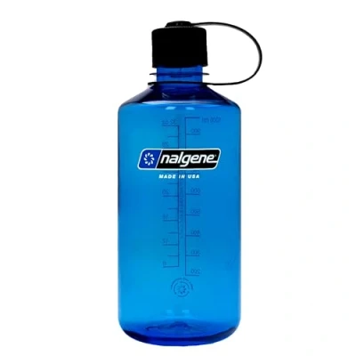 Imagen de Nalgene Sustain Tritan Botella de agua sin BPA hecha con material derivado del 50% residuos plásticos, 32 onzas, boca estrecha, azul pizarra