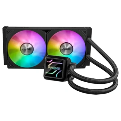 Imagen de ASUS Prime LC 240 ARGB, Refrigerador líquido para CPU Todo en uno con Zona de Contacto la y Canales Aletas, Bloque Agua Lentes Espejo Infinito Ventiladores ARGB