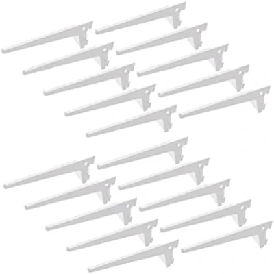 Imagen de EMUCA Escuadra de Estante Blanca para Perfil Cremallera perforación Simple 50mm, cartela Largo 300mm, Pack 20 Piezas
