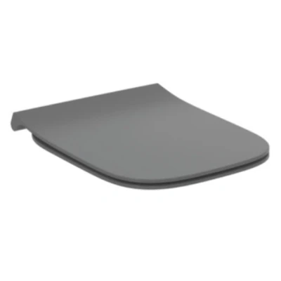 Imagen de Ideal Standard i.life B, tapa de inodoro delgada con cierre lento, bisagras metal, gris brillante
