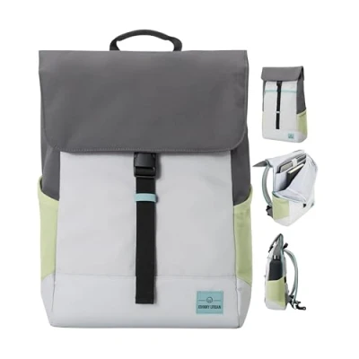 Imagen de Johnny Urban Mochila Mujer &amp; Hombre Gris Verde MIKA Grande Macuto para Viaje, Universidad, Oficina Mochilas con Compartimento Portátil Repelente al Agua