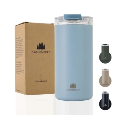 Imagen de Groenenberg Taza termo cafe 473ml para llevar 100% a prueba De fugas Caliente al menos 4 horas acero inoxidable reciclado