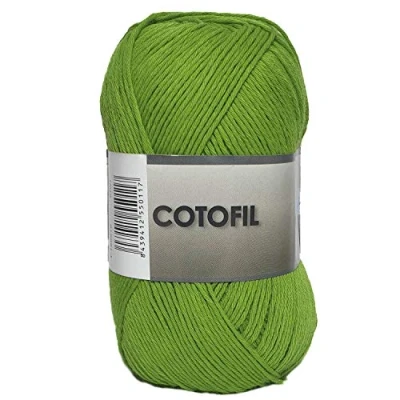 Imagen de Hilo Ovillo de Cotofil 100% Algodón perfecto para DIY y tejer a mano (Color Kiwi 100 g, aprox. 250 metros)
