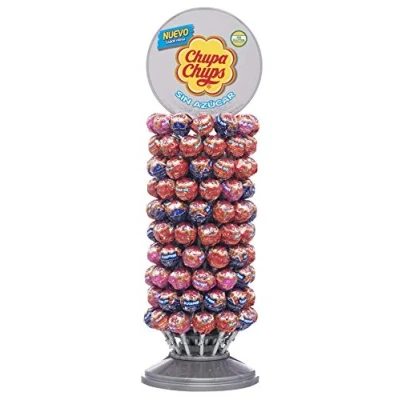 Imagen de Chupa Chups Sin Azúcar, Caramelo con Palo de Sabores Variados, Rueda 120 unidades 11 gr. (Total 1.320 gr.)