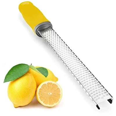 Imagen de iNeibo Limón zester, rallador de nuez moscada acero inoxidable, antideslizante, robusto y apto para lavavajillas, Amarillo