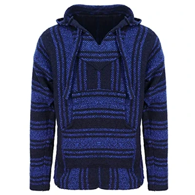 Imagen de Sudadera con capucha estilo mexicano, diseño hippy, talla S, M, L, XL y XXL, color negro azul Blue and Black Medium