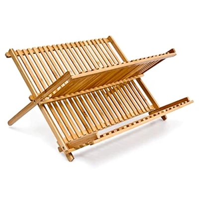 Imagen de Relaxdays 10014073 Escurreplatos, Escurridor de Platos Bambú, 24,5 x 42 33 cm, Utensilio Cocina Plegable, Marrón Natural
