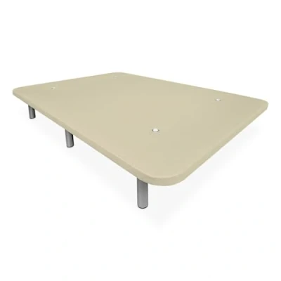 Imagen de DUÉRMETE ONLINE Base Tapizada 3D Extra Resistente con Gran Estabilidad y 5 Barras Transversales + 6 Patas metálicas roscadas de 25cm, 135 x 180, Beige