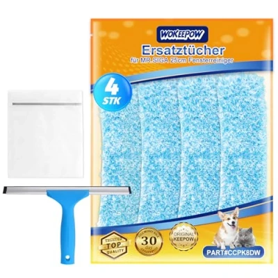 Imagen de WOKEEPOW 4 Paños para MR. SIGA Rasqueta Limpiacristales, Microfibra Limpiacristales Ducha 25 cm, Superabsorbente Limpia Mamparas Cristal Limpieza Eficaz