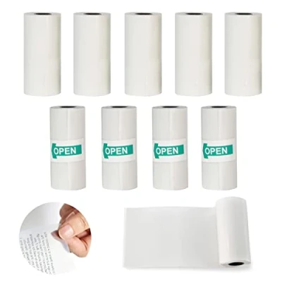 Imagen de Papel Térmico Transparente, 10 Rollos Autoadhesivo Impresora Termica, Papeles de Térmica para Mini Impresoras Térmicas, 57 x 25 mm (Transparente)