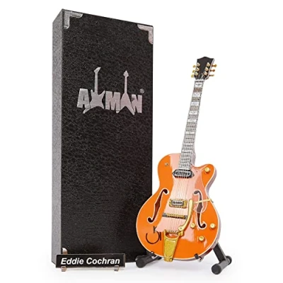 Imagen de Eddie Cochran Réplica de guitarra en miniatura, regalos musicales, escala 1/4 ornamental hecha a mano, incluye una caja exhibición, etiqueta nombre y soporte para miniatura