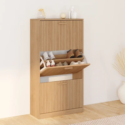 Imagen de Mueble zapatero JULIETTE 3 puertas efecto lamas