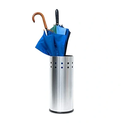 Imagen de Relaxdays Paragüero, Acero Inoxidable, Alto: 49.5 cm, Diámetro: 22.5 Peso: 1.3 Kg, Color Plateado, 49,5 x 22,5 cm