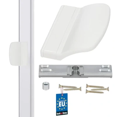 Imagen de KOTARBAU® Manija para puerta de balcón, Tirador terraza, Mango, Manilla balconera, Asa agarre fumadores, Pomo puertas correderas, ventanas, Pestillo, Blanco