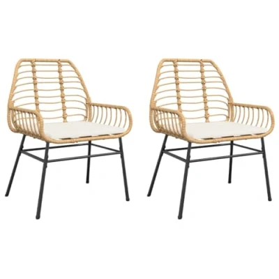 Imagen de vidaXL Sillones de jardín con Cojines 2 uds ratán sintético marrón, Asiento jardín, Asientos al Aire Libre, Silla Exterior,