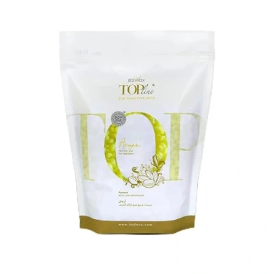 Imagen de Italwax Top Line Argan 750g Cera elástica en perlas para depilaciòn sin bandas Formulación sintética ideal pieles sensibles Recomendado la zona bikini y las axilas Aroma de Argán