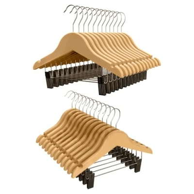 Imagen de COM FORT HOUSE Percha Madera Cadete con Pinzas Infantil Color Natural de Arce Muescas Antideslizantes 30 x 1.2 22 cm Pack 18 Unidades