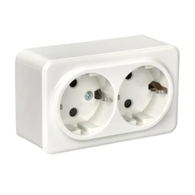 Imagen de Jandei Mecanismo Superficie Policarbonato Blanco, 10A 250V (Doble Enchufe Schuko)