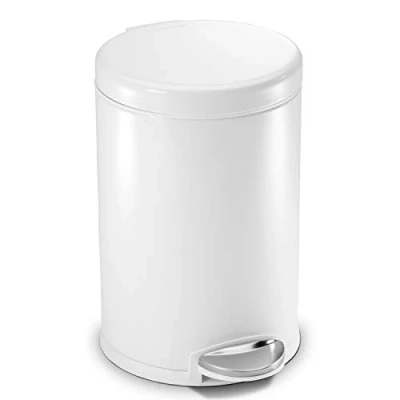 Imagen de simplehuman CW1853CB cubo redondo con pedal, acero blanco, 4,5 L