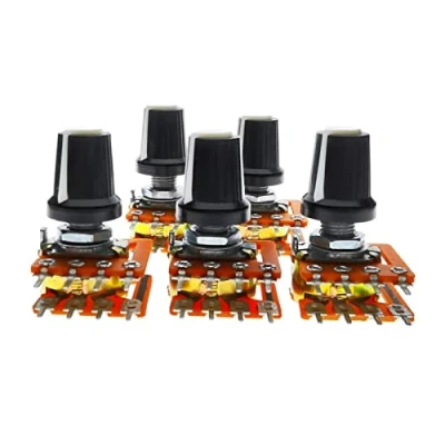 Imagen de FOFOPE potenciómetro 5pcs Nuevo WH148 20 mm 50kbx2 100kbx2 16 Escriba el de Volumen Sonido Doble 8 pies con Grifo Central B50K 50K 100K (Size : Ohm)