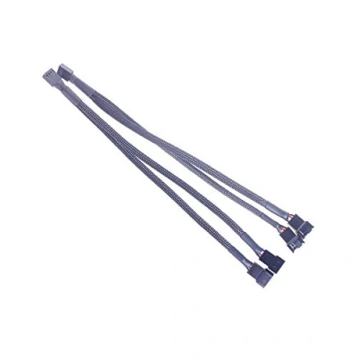 Imagen de ANGEEK 1 PC 27cm To 2 Way Y Splitter Sleeved 4 Pin Molex Male 2X 3 Pin/4 PWM Connector Fan Extension Adapter Cable (2 pcs)
