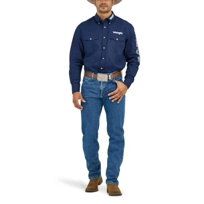 Imagen de Wrangler Jeans de corte vaquero alto rendimiento para hombre, Azul Marino, 34W x 34L