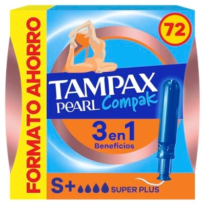 Imagen de Tampax Pearl Compak Super Plus, 72 Tampones con Aplicador, Nuestro nº1 en Confort y Protección