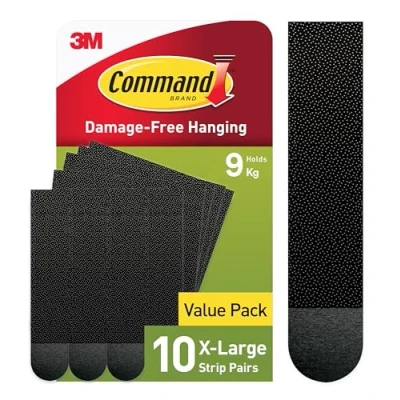 Imagen de Command Tiras Adhesivas Para Colgar Cuadros XL, Color Negro, 10 Pares de Extragrandes, Marcos, Espejos y otros Adornos, Hasta 9 kg, Sin Agujeros Taladrar