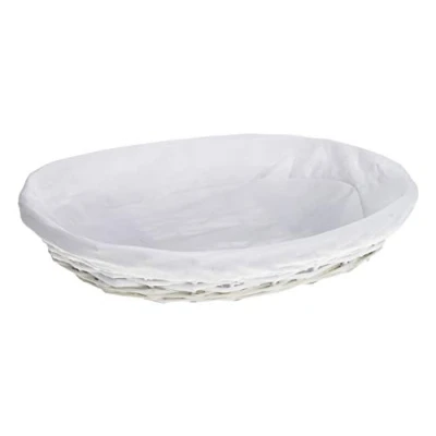 Imagen de HERSIG Bandeja Mimbre Natural Cesta Ovalada con Forro, sin Asas 45 x 33 7 cm Blanco