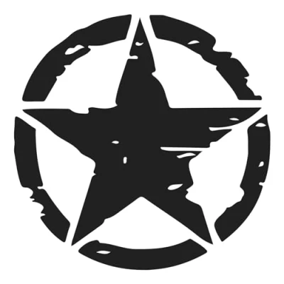 Imagen de Finest Folia Juego de 2 pegatinas para el coche, diseño estrella del ejército, motocicleta, 3, autoadhesivas, resistente a la intemperie, accesorios coche (negro mate, 20