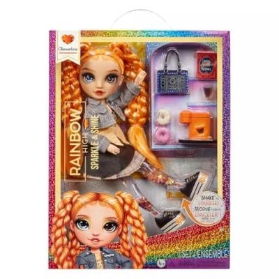 Imagen de RAINBOW HIGH Sparkle and Shine Clementine (Naranja) Muñeca de Moda 28 cm con Destellos Líquidos en Las Piernas, Agítalas para Verlas Brillar, Ideal Niños y Niñas 4 a 12 Años