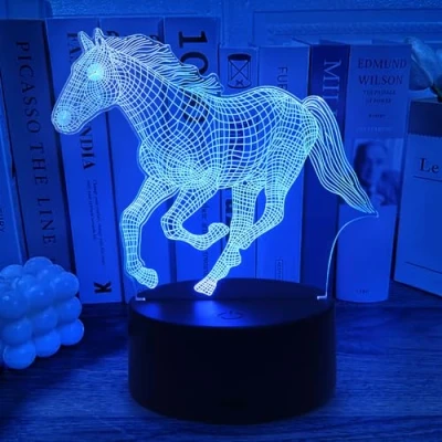 Imagen de Regalo Caballos para Niñas Niños, Lampara Caballo Infantil, 16 Colores de Luz Regulable con Cable Datos, Temporizador, Control Táctil y Remoto, 6 7 8 9 10 11 12 años