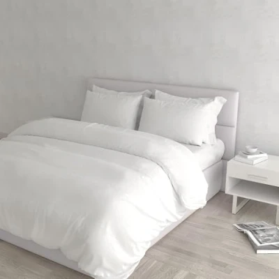 Imagen de Italian Bed Linen Color Juego de Funda nórdica Natural Colour, Algodón, Blanco/Blanco, Doble