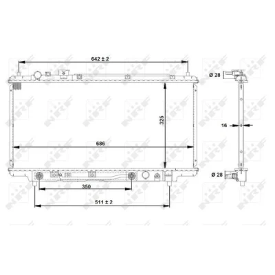 Imagen de NRF 53519 Radiador, refrigeración del motor Aluminio 686 325 16 con piezas de montaje Aletas soldadas