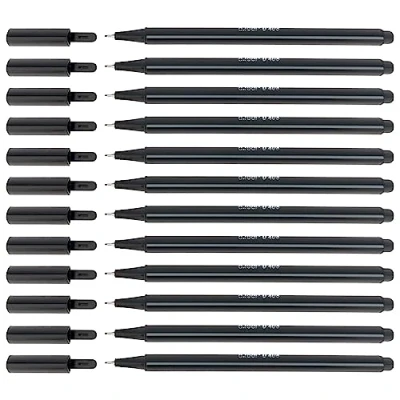 Imagen de D.RECT Fineliner Conjunto de 12 Piezas Rotuladores Punta Fina, Rotulador Adecuado para el Uso Diario Bolígrafo Fina Trazo Súper Fino, Ancho Aproximadamente 0.4 mm Negro