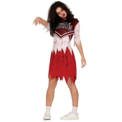 Imagen de FIESTAS GUIRCA Disfraz de Animadora Zombi Uniforme Rojo Cheerleader Halloween Mujer Talla 38 40 M