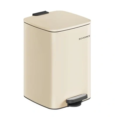 Imagen de SONGMICS Cubo de Basura, Basura 20 L, Cocina Acero Inoxidable, con Interior, Cierre Suave y Permanece Abierto, Beige Arena LTB592A02