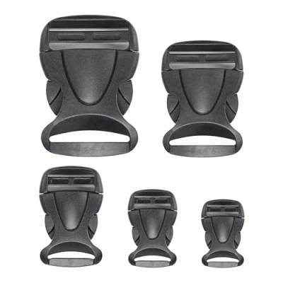Imagen de 2 hebillas para correas de 32 mm ancho, en color negro, plástico duro, cierre clic, hebilla repuesto, reparación, mochila