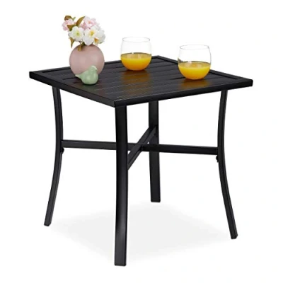 Imagen de Relaxdays Mesa Jardín Cuadrada, Mesita Exerior Balcón y Terraza, para 4 Personas, de Acero, 46 x cm Aprox, Negro