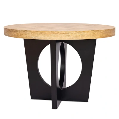 Imagen de Mesa redonda extensible Kalipso roble claro patas negras Menzzo