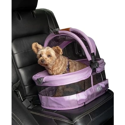 Imagen de Pet Gear Sin cremallera View 360 Ultra Lite Transportador de seguridad para mascotas y asiento coche perros pequeños gatos, entrada con botón, 15 pulgadas, Larkspur, Light