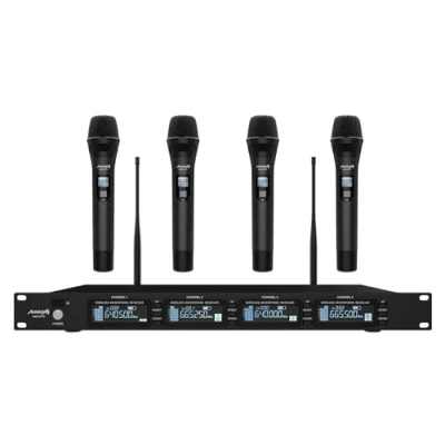 Imagen de Audibax AWM 401 TD Sistema Inalámbrico Microfono de Mano 4 Canales UHF Tecnología Avanzada modulación